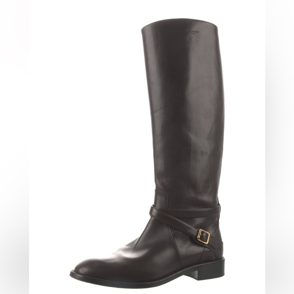Saint Laurent Leather Riding Boots - Picture 3 of 12